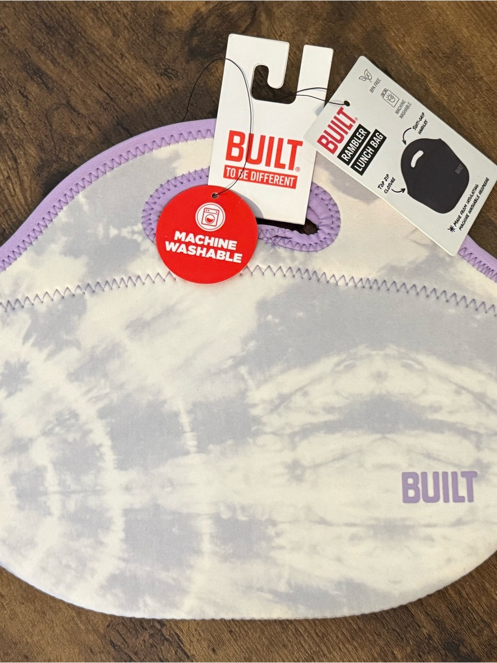 Built Rambler Gourmet Getaway Neoprene Lunch Bag - Purple Tie Dye Color Retired